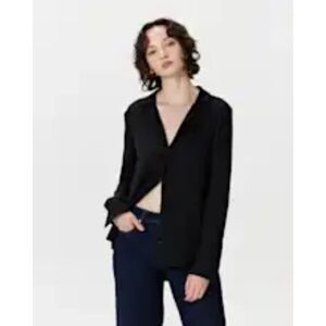 Quince Washable Stretch Silk Notch Collar Blouse Women's M Hypo Allergenic Black